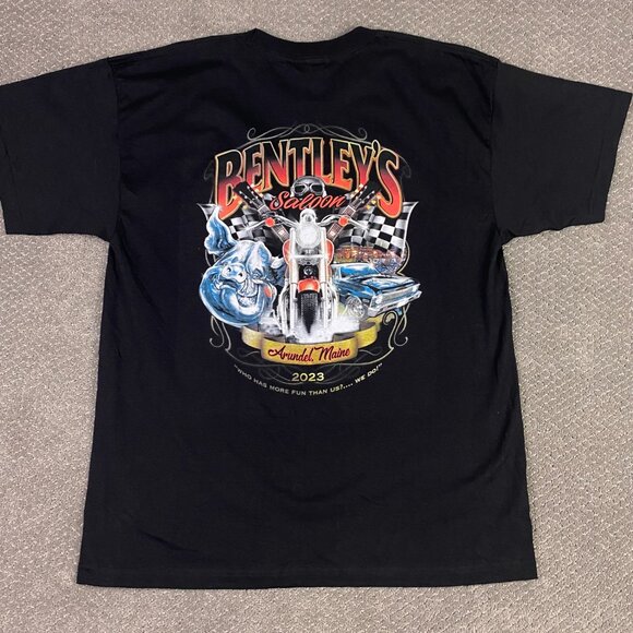 NEW Bentley's Saloon T Shirt Men's 2XL Black Cotton Motorcycle Cars - Picture 1 of 9
